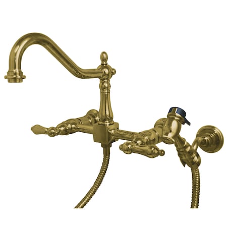Heritage KS1242ALBS 2-Handle 8" Wall Mount Kitchen Faucet with Brass Sprayer KS1242ALBS